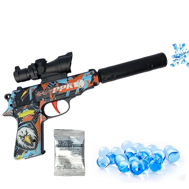 Pistol Automatic Gun Silencer & Sight Shoots Orbeez 27 cm Length Use under adult supervision  (803Y)